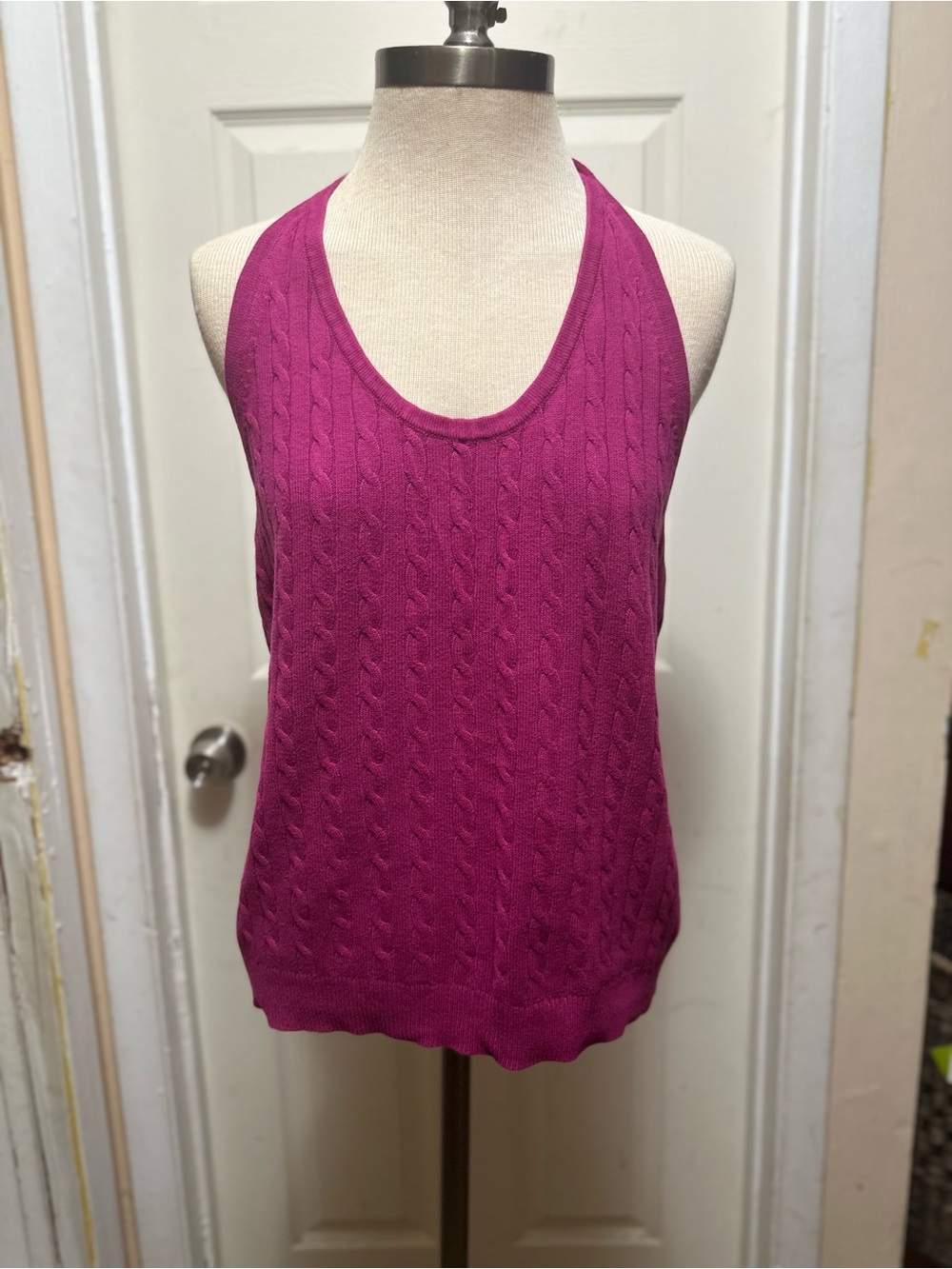 Merona Women's Fuchsia Cable-Knit Halter Top Y2K   Size Large